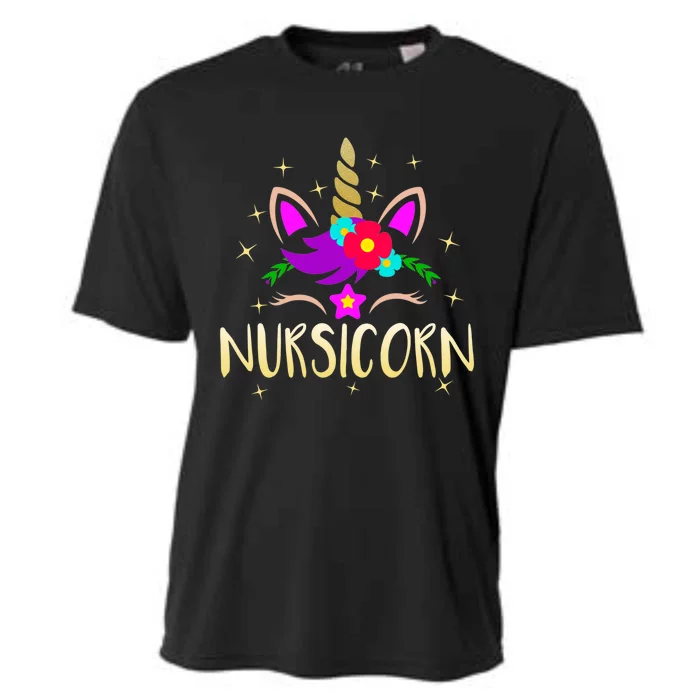 Nursicorn Funny Unicorn Female Nurse Great Gift Cooling Performance Crew T-Shirt