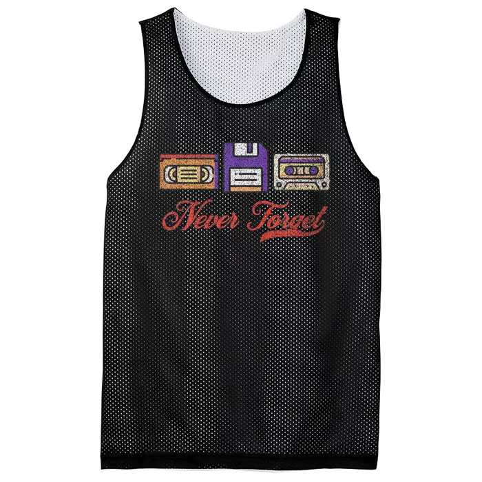 Never Forget Vintage Floppy Disk Vhs Tape 80s Cassette Mesh Reversible Basketball Jersey Tank