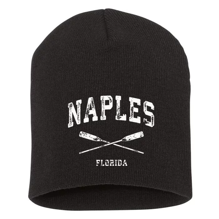 Naples Florida Vintage Nautical Crossed Oars Short Acrylic Beanie