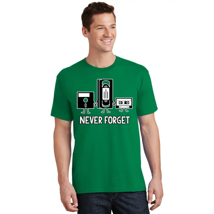 Never Forget Vintage Floppy Disk Vhs Tape 90s 80s Cassette T-Shirt