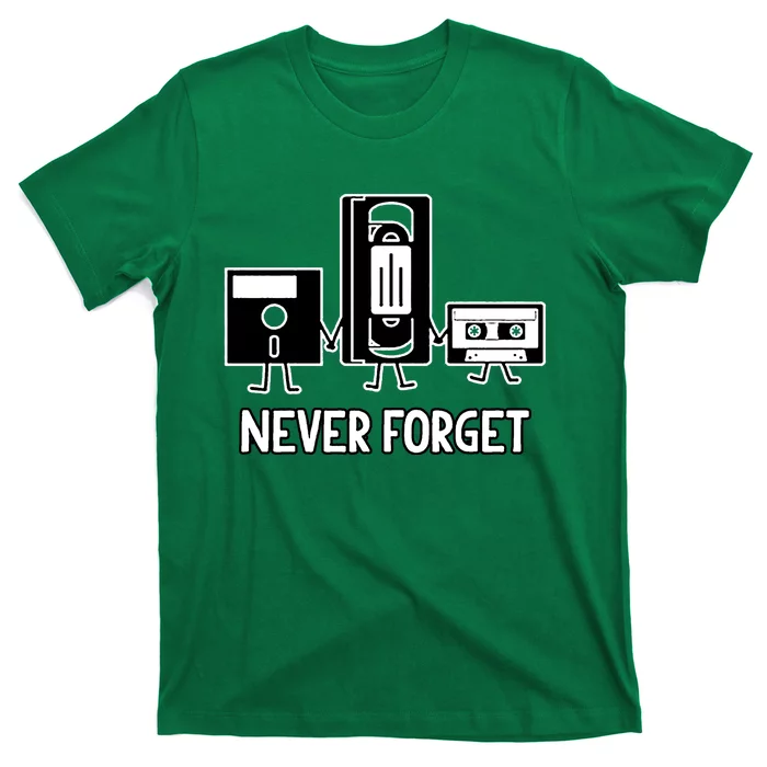 Never Forget Vintage Floppy Disk Vhs Tape 90s 80s Cassette T-Shirt