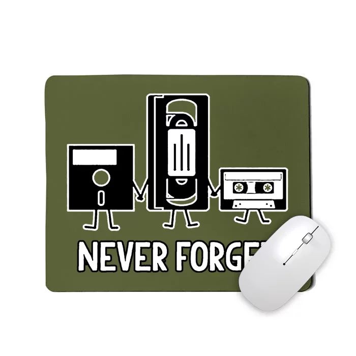 Never Forget Vintage Floppy Disk Vhs Tape 90s 80s Cassette Mousepad