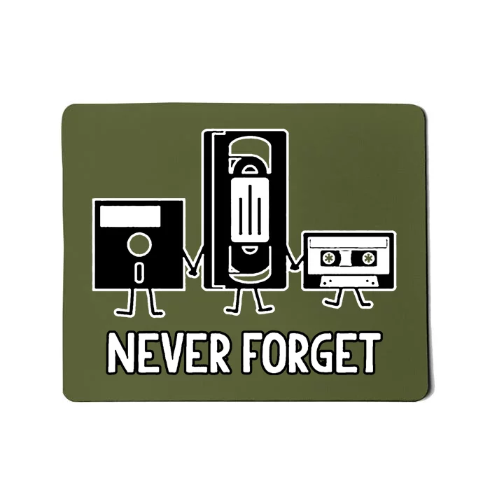 Never Forget Vintage Floppy Disk Vhs Tape 90s 80s Cassette Mousepad