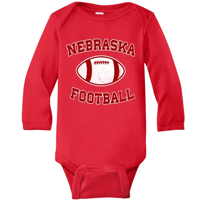 Nebraska Football Vintage Baby Long Sleeve Bodysuit