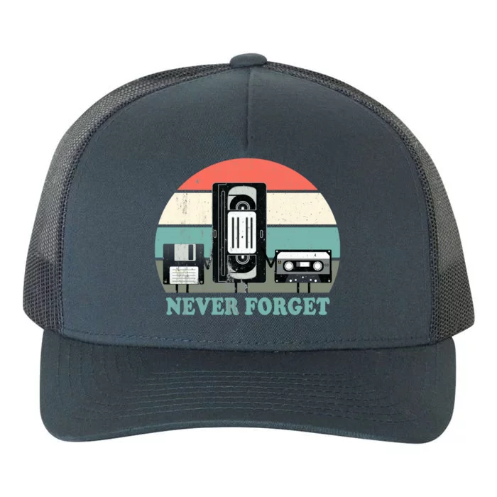 Never Forget VHS, Cassette, Floppy Disc Old School Retro Yupoong Adult 5-Panel Trucker Hat