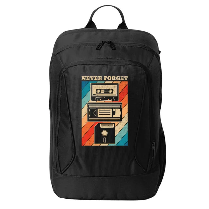 Never Forget Vintage Floppy Disk Vhs Tape 90s 80s Cassette Great Gift City Backpack