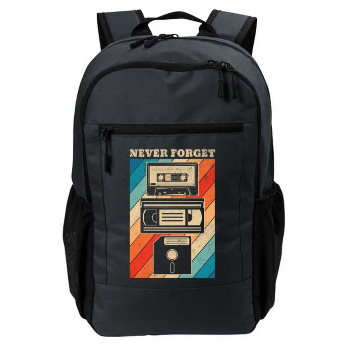 Never Forget Vintage Floppy Disk Vhs Tape 90s 80s Cassette Great Gift Daily Commute Backpack