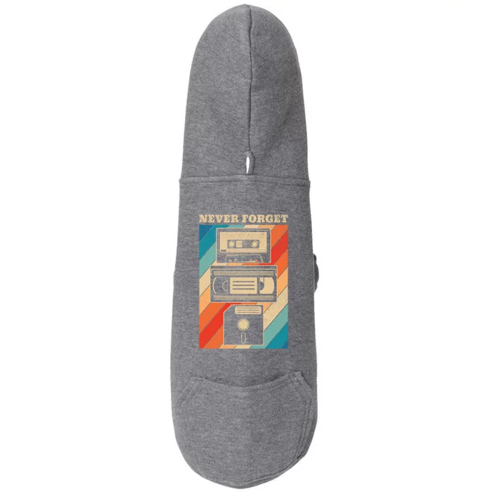 Never Forget Vintage Floppy Disk Vhs Tape 90s 80s Cassette Great Gift Doggie 3-End Fleece Hoodie