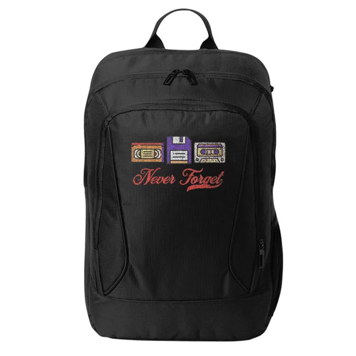 Never Forget Vintage Floppy Disk Vhs Tape 80s Cassette Retro City Backpack