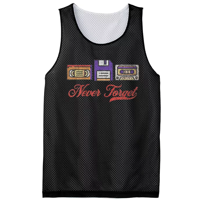 Never Forget Vintage Floppy Disk Vhs Tape 80s Cassette Retro Mesh Reversible Basketball Jersey Tank