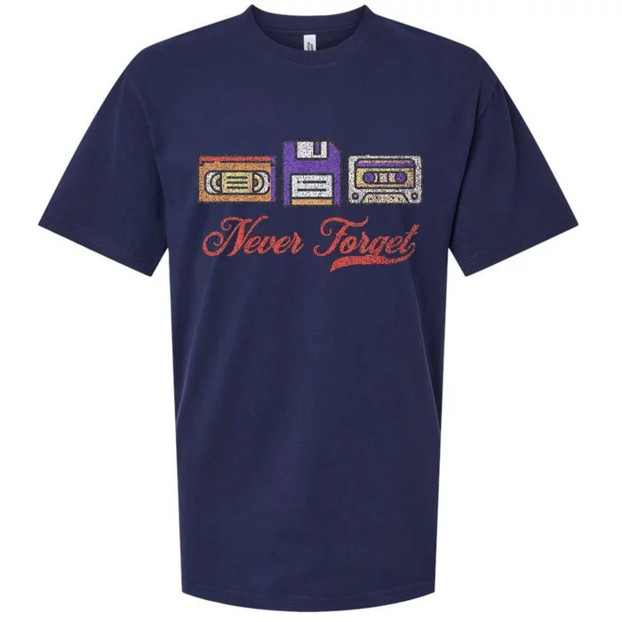 Never Forget Vintage Floppy Disk Vhs Tape 80s Cassette Retro Sueded Cloud Jersey T-Shirt