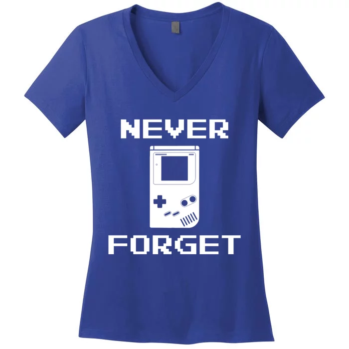 Never Forget Video Game Great Gift Gamers Geek Funny Gift Women's V-Neck T-Shirt