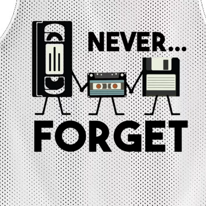 NEVER FORGET VHS TAPE, FLOPPY DISK, TAPE, FUNNY NOSTALGIA Mesh Reversible Basketball Jersey Tank