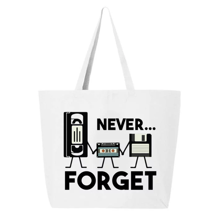 NEVER FORGET VHS TAPE, FLOPPY DISK, TAPE, FUNNY NOSTALGIA 25L Jumbo Tote