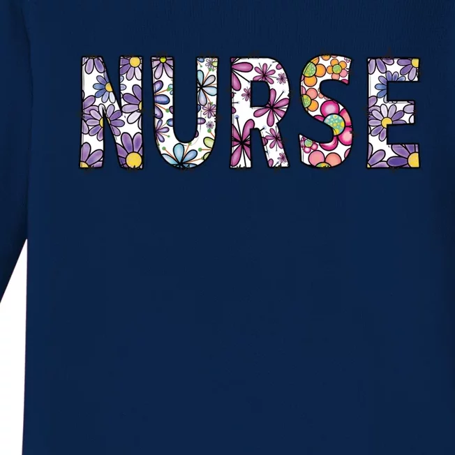 Nurse Floral Valentines Day Heart Stethoscope Cute Nursing Cool Gift Baby Long Sleeve Bodysuit