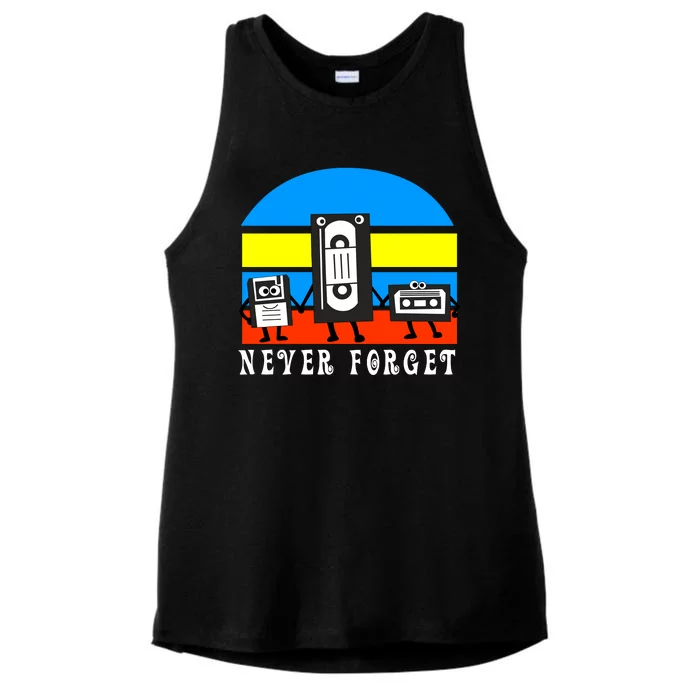 Never Forget Vhs Tapes Ladies Tri-Blend Wicking Tank