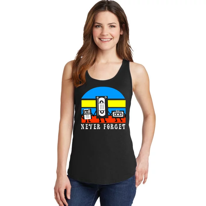 Never Forget Vhs Tapes Ladies Essential Tank