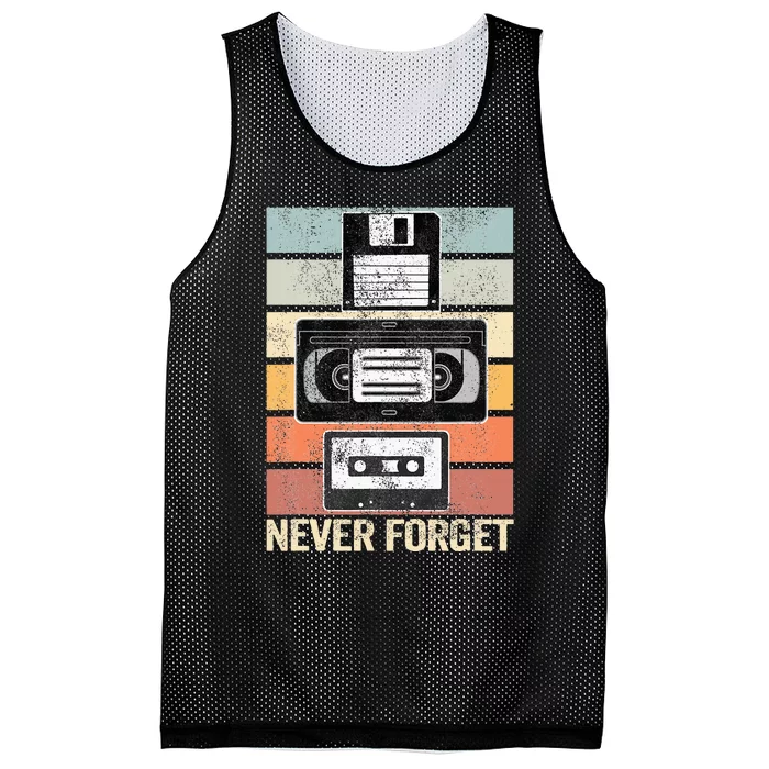 Never Forget Vintage Floppy Disk Vhs Tape 90s 80s Cassette Mesh Reversible Basketball Jersey Tank