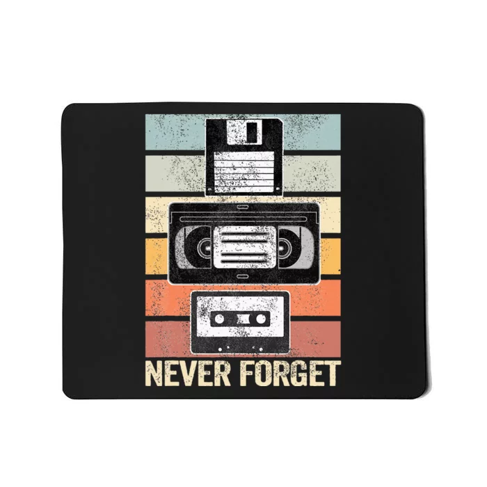 Never Forget Vintage Floppy Disk Vhs Tape 90s 80s Cassette Mousepad