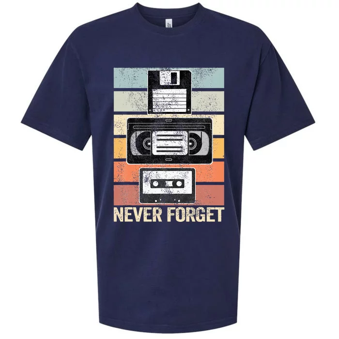 Never Forget Vintage Floppy Disk Vhs Tape 90s 80s Cassette Sueded Cloud Jersey T-Shirt