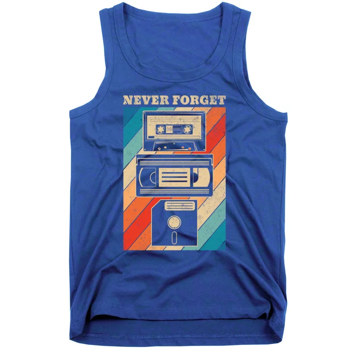 Never Forget Vintage Floppy Disk Vhs Tape 90s 80s Cassette Gift Tank Top