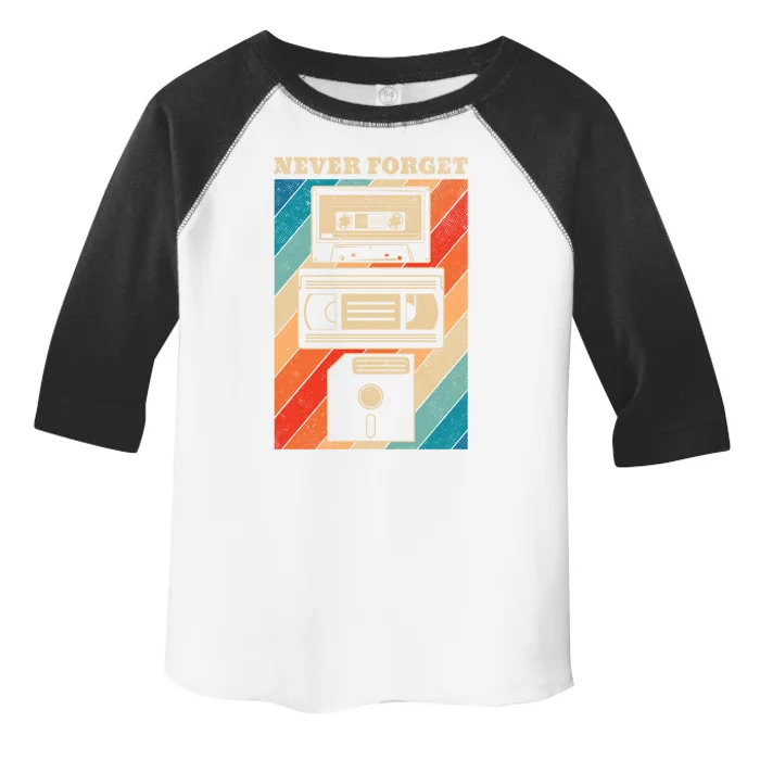 Never Forget Vintage Floppy Disk Vhs Tape 90s 80s Cassette Gift Toddler Fine Jersey T-Shirt