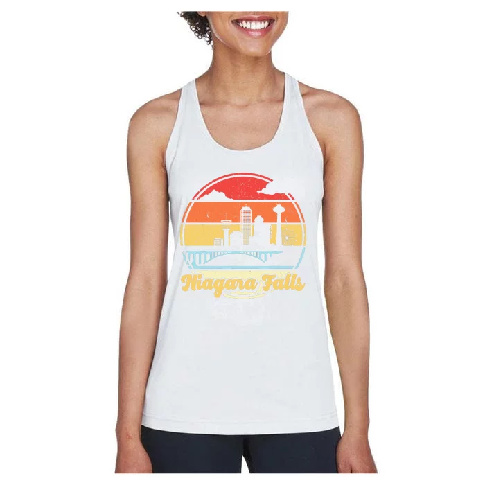 Niagara Falls Waterfall Vintage Matching Family Vacation Women's Racerback Tank