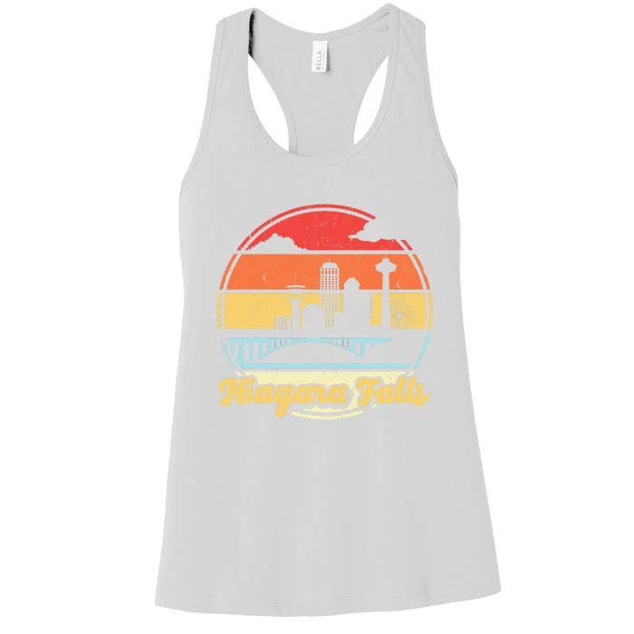 Niagara Falls Waterfall Vintage Matching Family Vacation Women's Racerback Tank