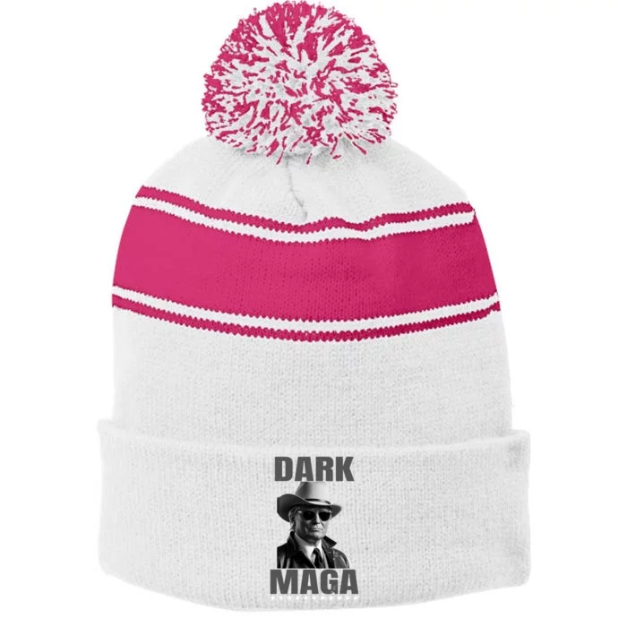 New! Funny Western Trump 2024 Dark Maga Dark Maga Stripe Pom Pom Beanie