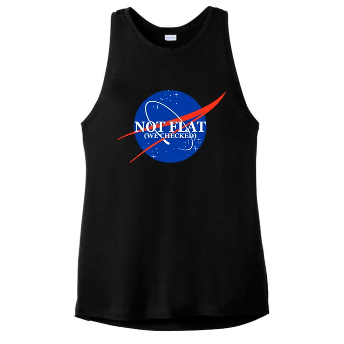 Not Flat We Checked Nasa Anti Flat Earth Ladies Tri-Blend Wicking Tank