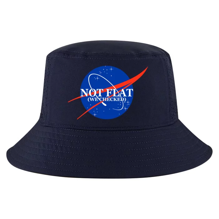 Not Flat We Checked Nasa Anti Flat Earth Cool Comfort Performance Bucket Hat