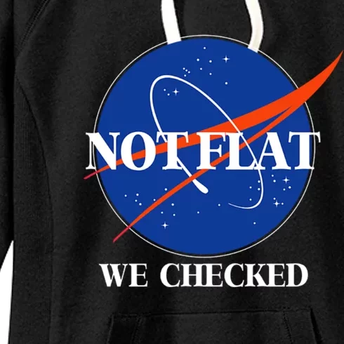 Not Flat We Checked Earth Is Flat Funny Conspiracy Flat Society Women's Fleece Hoodie