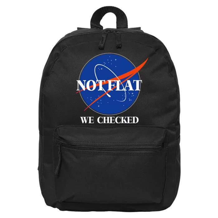 Not Flat We Checked Earth Is Flat Funny Conspiracy Flat Society 16 in Basic Backpack