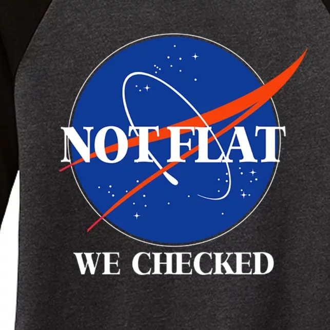 Not Flat We Checked Earth Is Flat Funny Conspiracy Flat Society Women's Tri-Blend 3/4-Sleeve Raglan Shirt