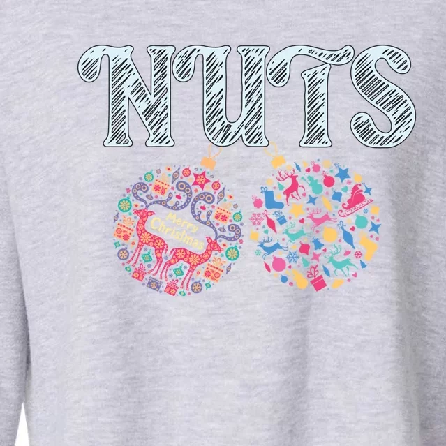 Nuts Funny Xmas Chestnuts Matching Couples Christmas Chest Cool Gift Cropped Pullover Crew