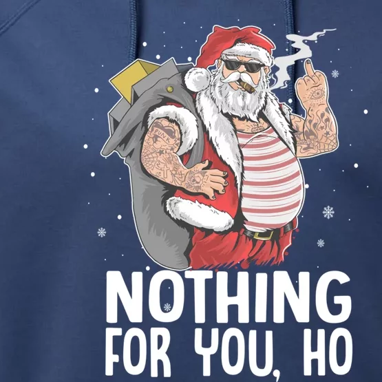 Nothing For You Ho! Dirty Punk Smoking Santa Christmas Gift Funny Gift Performance Fleece Hoodie