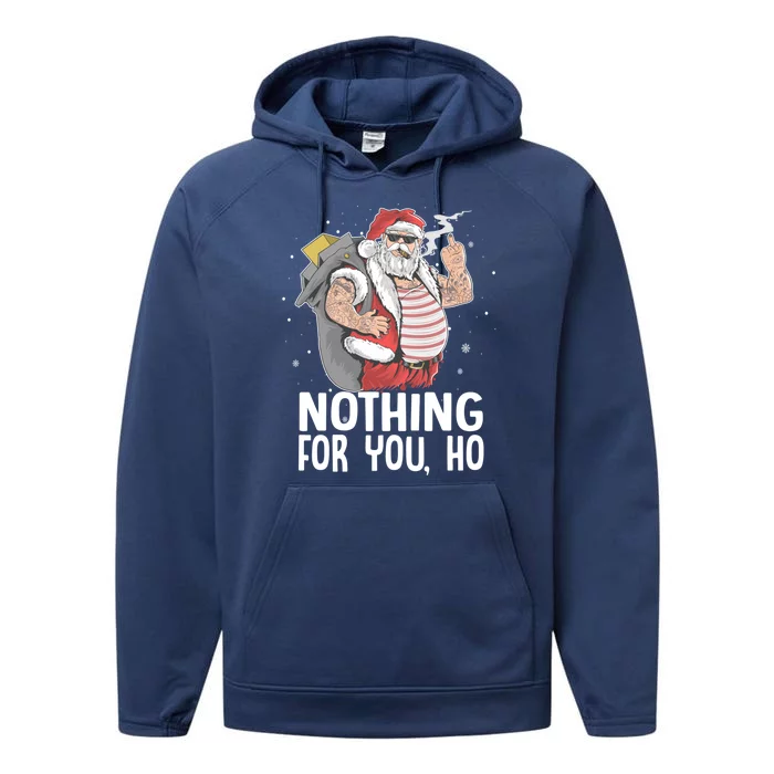 Nothing For You Ho! Dirty Punk Smoking Santa Christmas Gift Funny Gift Performance Fleece Hoodie