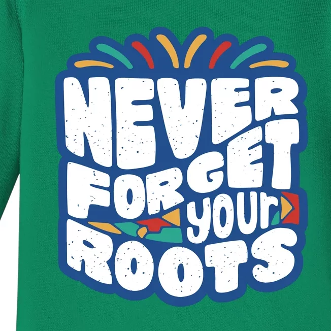 Never Forget Your Roots Black History Month Baby Long Sleeve Bodysuit