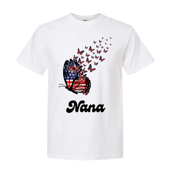 Nana Grandma 4th Of July Usa Patriot Butterfly America Meaningful Gift Garment-Dyed Heavyweight T-Shirt