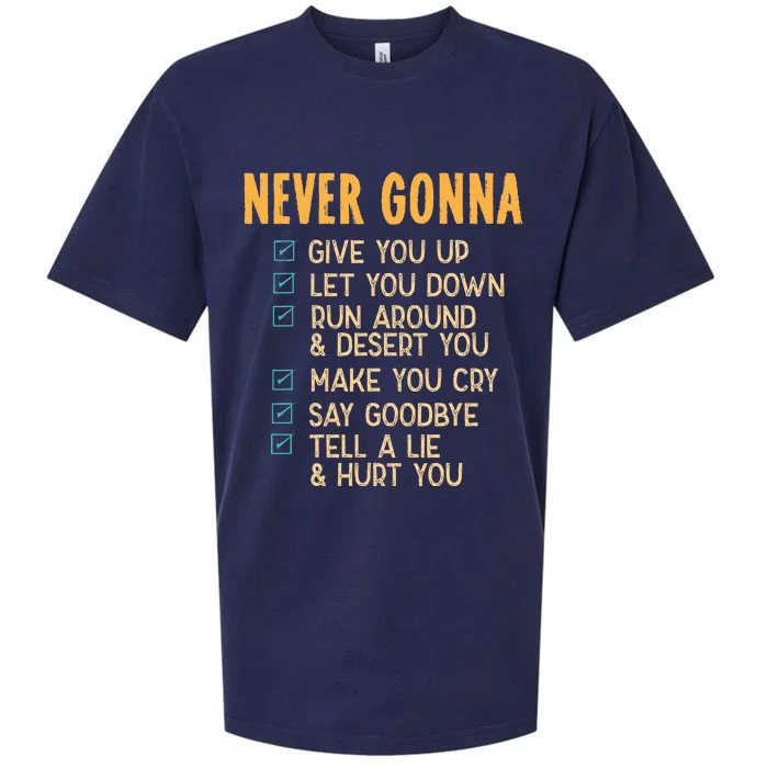 Never Gonna 80S Music Retro Lyrics Sueded Cloud Jersey T-Shirt