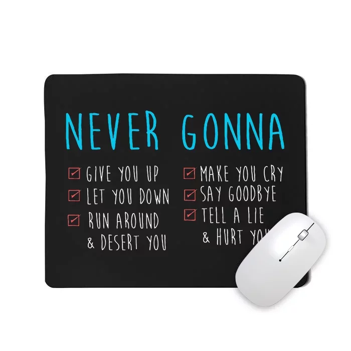 Never Gonna 80S Music Retro Lyrics Mousepad