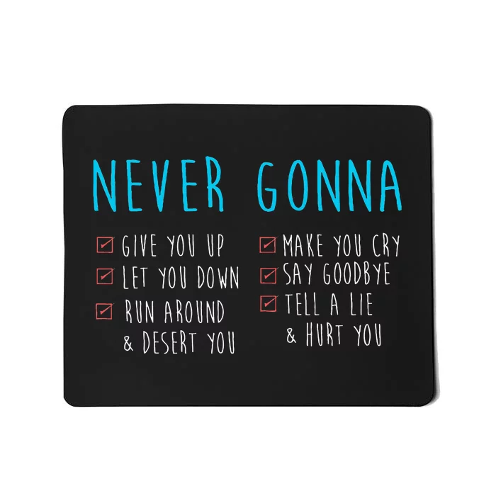 Never Gonna 80S Music Retro Lyrics Mousepad