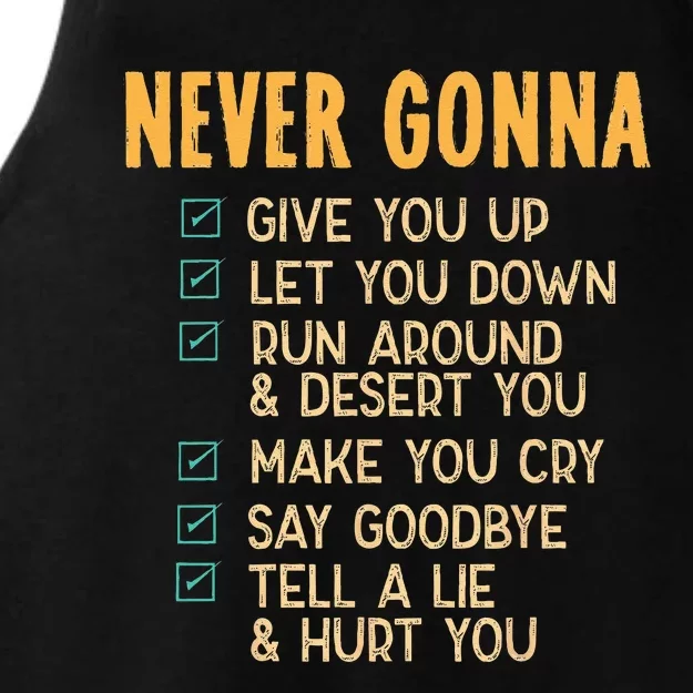 Never Gonna 80s Music Retro Lyrics Ladies Tri-Blend Wicking Tank