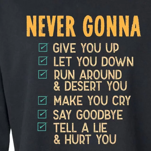 Never Gonna 80s Music Retro Lyrics Cropped Pullover Crew