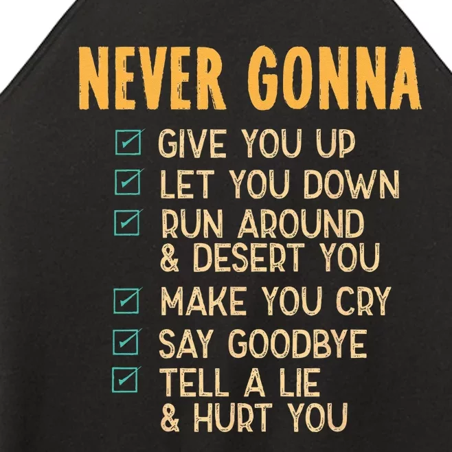 Never Gonna 80s Music Retro Lyrics Women’s Perfect Tri Rocker Tank