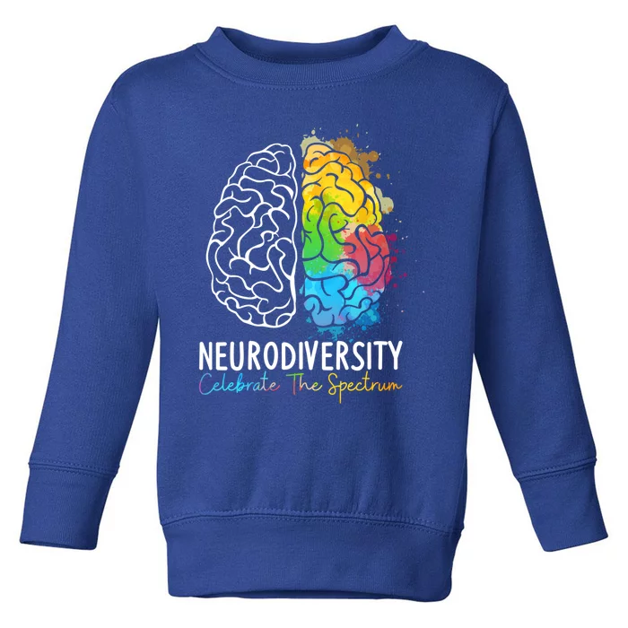 Neurodiversity Gift Autism Spectrum Asd Adhd Rainbow Brain Gift Toddler Sweatshirt