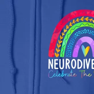 Neurodiversity Gift Autism Spectrum Asd Adhd Rainbow Boho Cute Gift Full Zip Hoodie