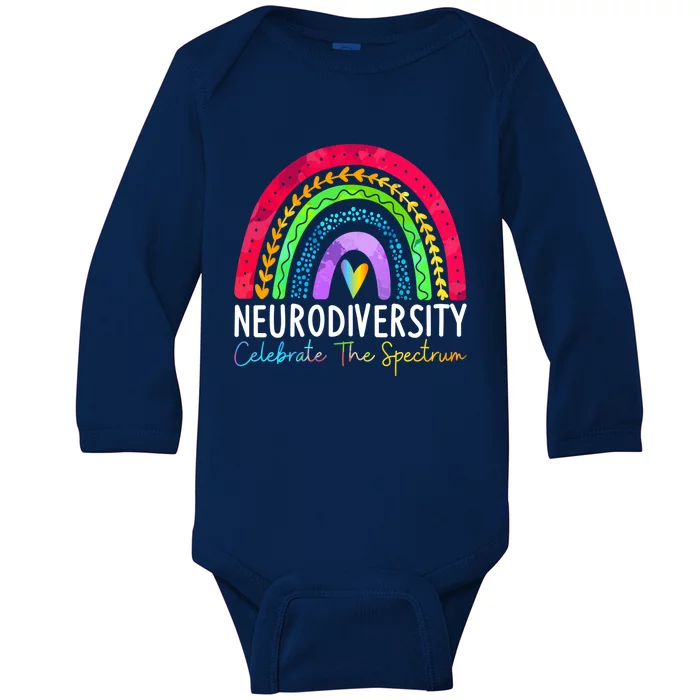 Neurodiversity Gift Autism Spectrum Asd Adhd Rainbow Boho Cute Gift Baby Long Sleeve Bodysuit