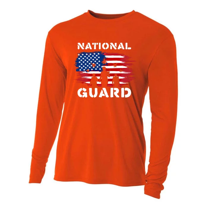 National Guard American Flag Proud Patriotic Gift Cooling Performance Long Sleeve Crew