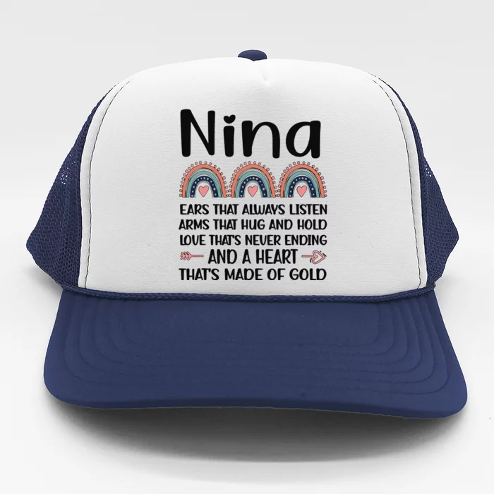 Nina Grandmother Appreciation Nina Grandma Rainbow Trucker Hat